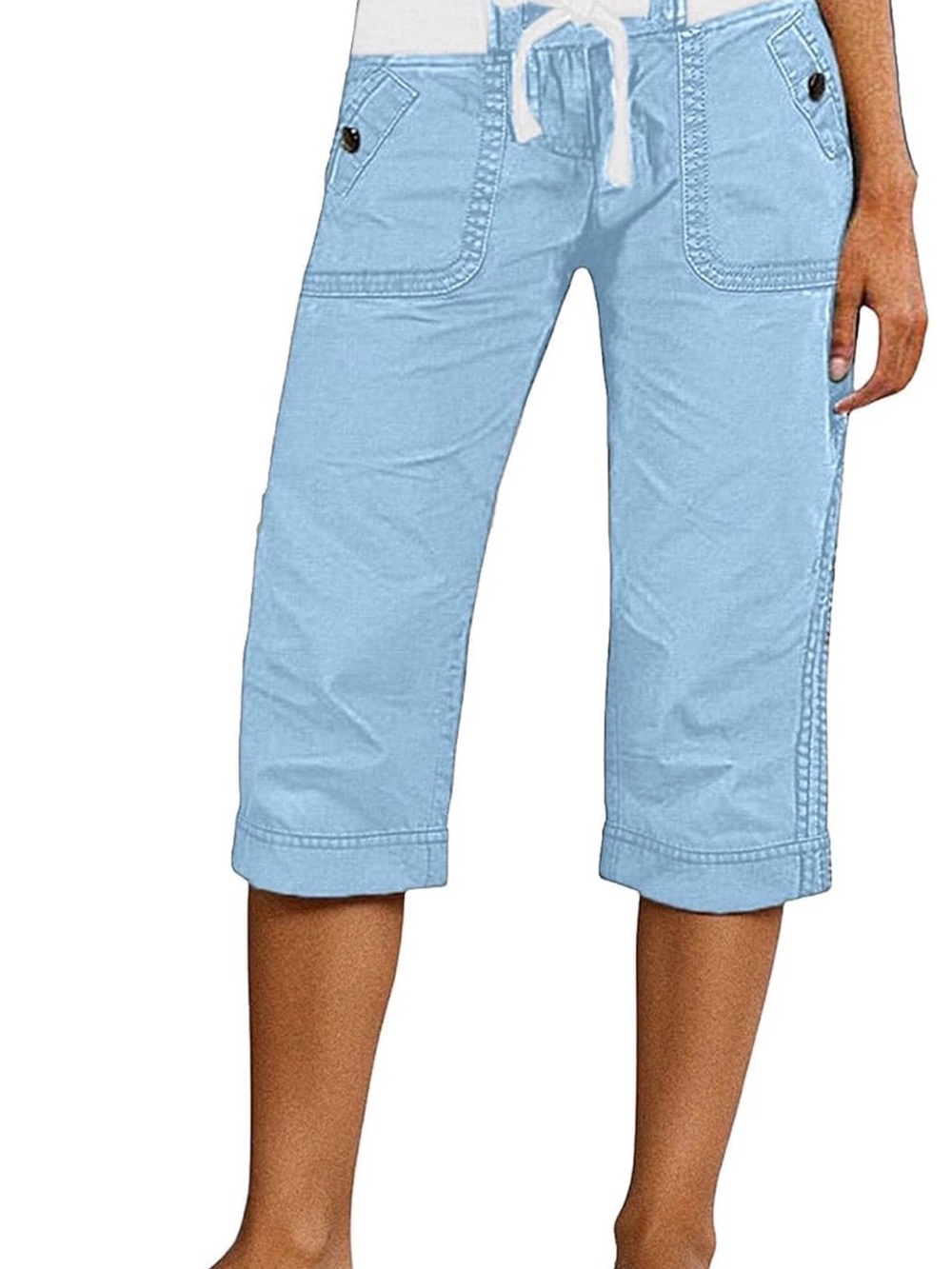 Flamingals Straight Leg High Waist Capri Drawstring Pants